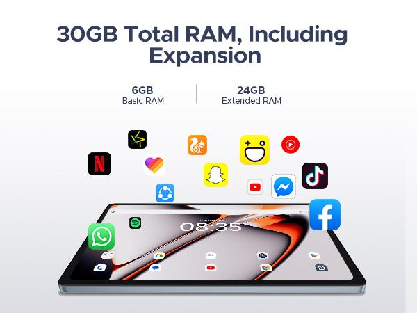 U11 Pro-V Android 16 Tablet 11 inch Gemini AI, 30GB+256GB (2TB TF) Gaming Tablet, 8580mAh, 90Hz Display, WiFi 5, T7200 Octa Core, 13MP+5MP, Tablet with Keyboard, Stylus, Mouse, Case