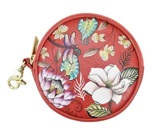 Anuschka Painted Leather Round Zip Coin Purse