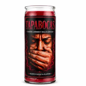 Silence Gossip Candle – Tapabocas (Contra Chismes y Malas Lenguas) Prepared with Herbs, Oils & Essentials, 14-Day Cand