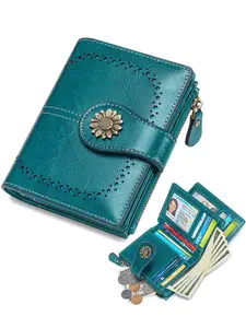 Rfid Blocking Fashionable Wallet for Women Bifold Leather Wallet with Zipper Coin Pocket & Card Holder Rfid Blocking Purse