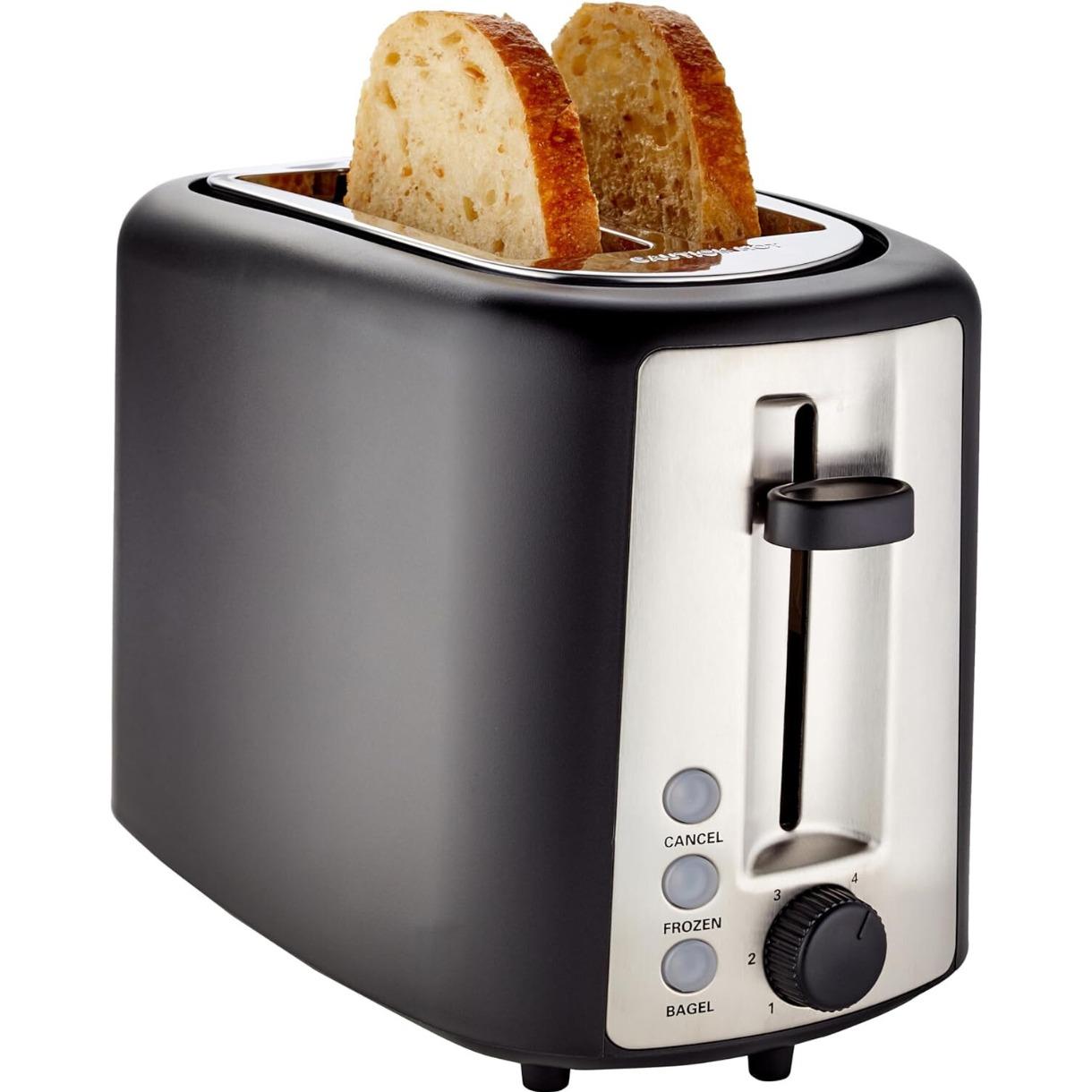 2-Slice Kitchen Appliances Toaster, 6 Browning Settings, Extra Wide Slots with Bagel Mode, Removable Easy-to-Clean Crumb Tray, 900W Compact US Plug Household Toastie Maker