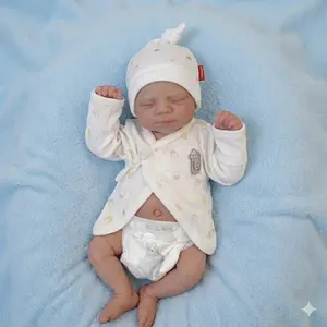 45 CM Real Life Reborn Baby Dolls Boy Eyes Closed with Realistic Veins, 18 Inch Lifelike Poseable Anatomically Correct Newborn Sleeping Silicone Baby Dolls Full Body Soft Vinyl for Kids