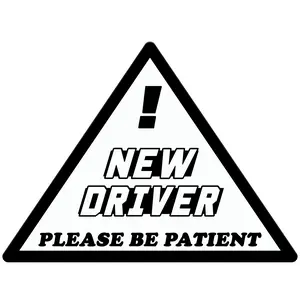 New Driver Please Be Patient Car Sticker - High Quality Vinyl, Easy to Apply & Remove, Classic Road Sign Style