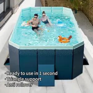 Blue 3.0m Foldable PVC Non-Inflatable Integrated Swimming Pool for Backyard Family Use (Home Improvement Garden Supplies)