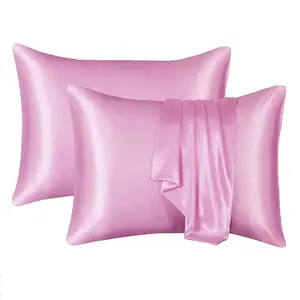 Bright Pink Silky Pillowcase (2/4 Pcs), Silky Satin Bedding, Crafted From Smooth Silk Fabric, Reduces Hair Friction, Prevents Frizz and Static, Gentle on Long Hair, Ideal for Hair-care Lovers, Sleep-sensitive People, fits Bedrooms, Dorms, Hotels