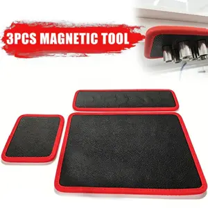 Magnetic Tool Mat & Holder 3-Pieces 12.8"x9.8" ,12.8"x4.3",4.3"x4.3"  Flexible Magnetic Tray for Garage Workshop, Scratchproof PVC Surface with Non-Slip Grip | Auto Repair, Toolbox Organizer for Mechanics & DIY fathersdaygift
