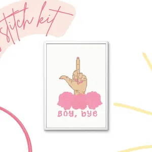 Cross Stitch Kit - Boy Bye Middle Finger