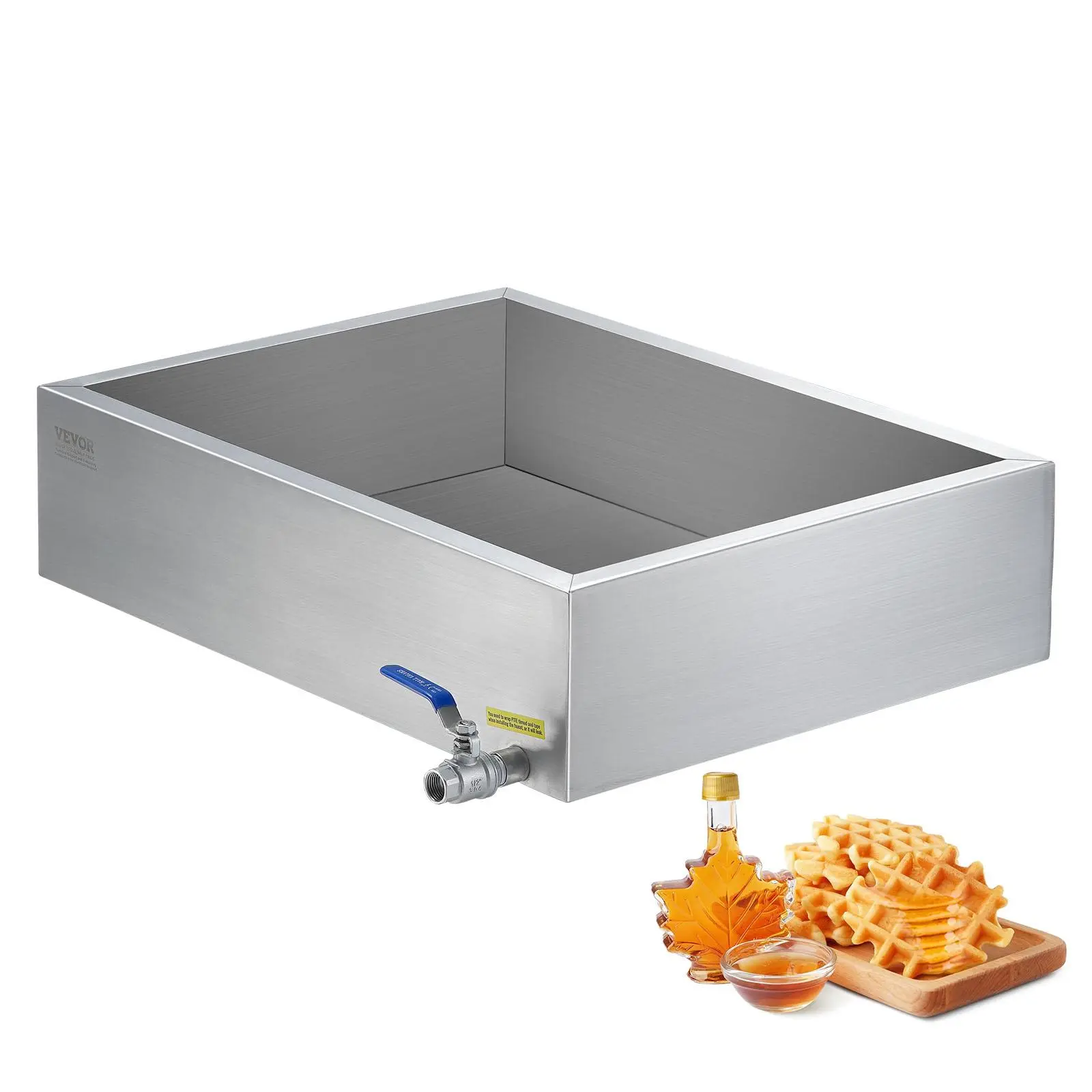 VEVOR Maple Syrup Evaporator Pan,  11.2 Gallon, 162 Cups of 8.8oz Maple Syrup, Flat Evaporator Pan with 1 Valve and 3 Heating Methods, 304 Stainless Steel Maple Syrup Pan for Home, Outdoor