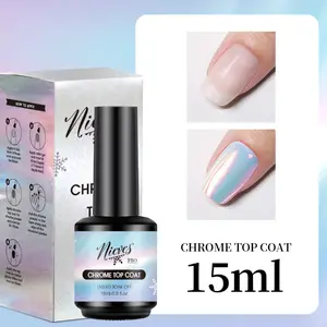 Nieves PRO Chrome Top Coat 15ml - Ultra-Glossy Mirror-Like Finish for Nail Art & Care - Fast-Curing Gel for UV/LED Lamps - Long-Lasting Protection & Easy Soak-Off Removal