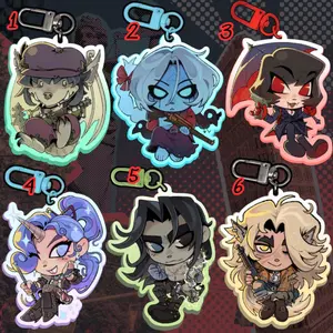 Deadlock Acrylic Keychain Charms | Ivy Vindicta Mina Celeste Victor Silver