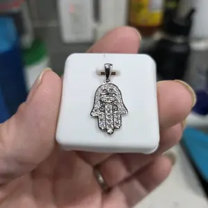 Sterling Silver Hamsa Pendant Moissanite 1.00ctw 925