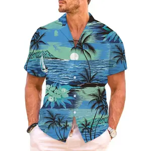 Mens Beach Shirts Short Sleeve Casual Button Down Summer Hawaiian Shirt Stretch Tropical Vacation Clothes 2024 Trendy Mens Tops Shirts