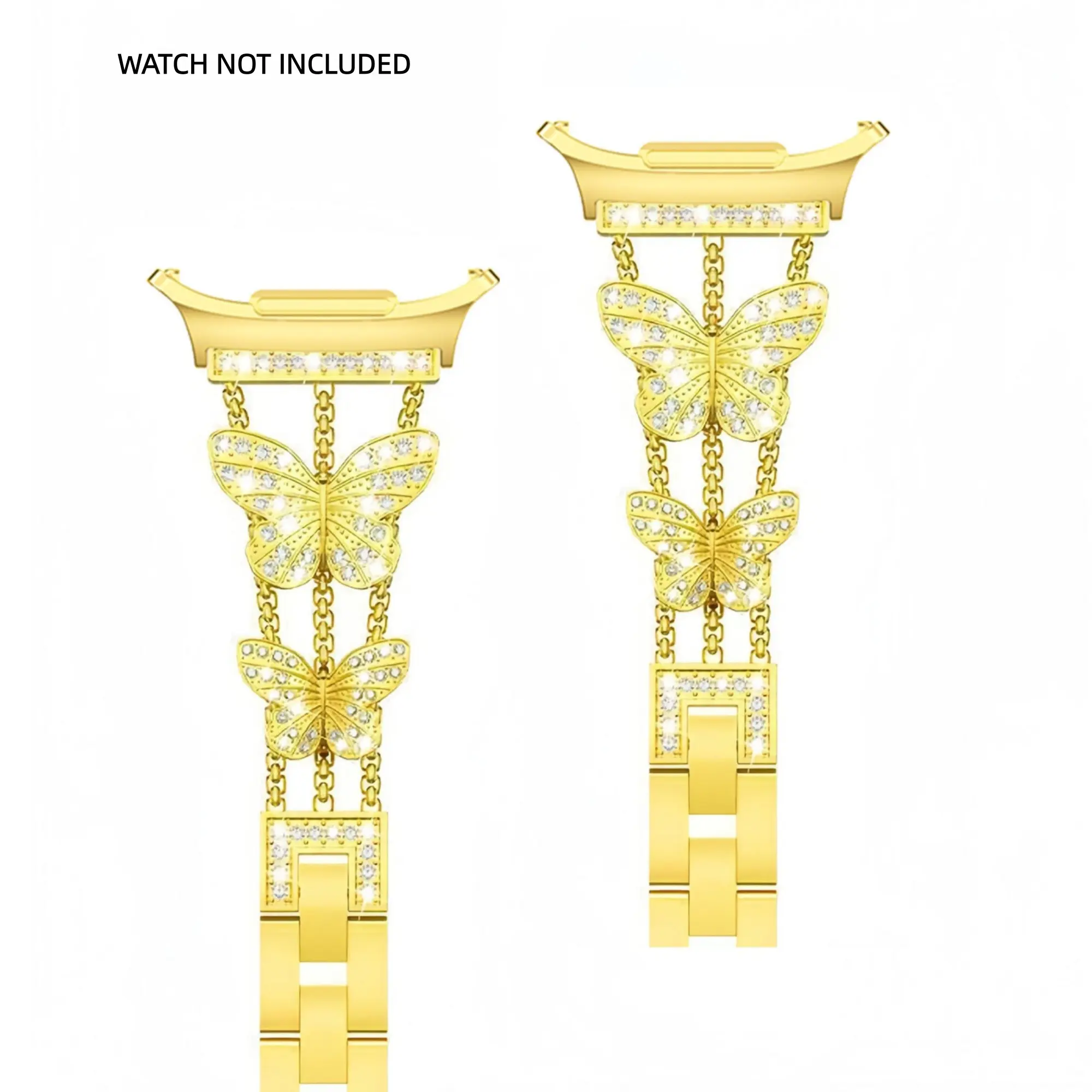 Diamond Butterfly metal strap suitable for Samsung Galaxy Watch Ultra 2025 47mm metal shiny strap replacement wristband Galaxy 8-7 Ultra tool free disassembly women's strap Metallic Aesthetic