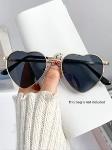 Vintage Heart Shaped Sunglasses, Retro Tinted Lens Sunglasses for Everyday Use, Fashion Accessories for Outdoor Activities