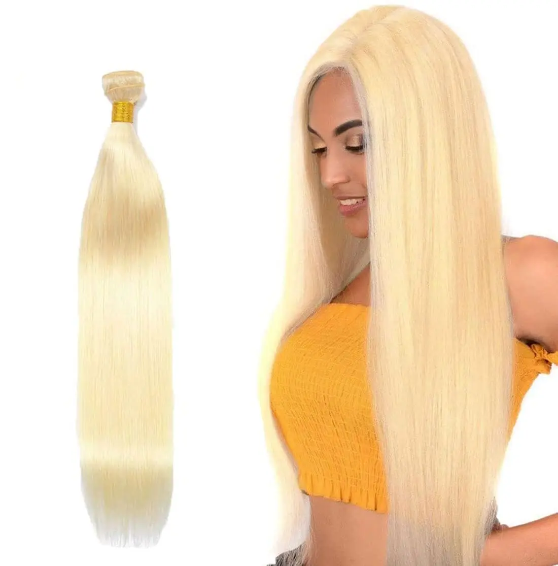 Blonde Bundles Human Hair 613 Straight Unprocessed Virgin Hair Extensions 10-28 Inch 90g pcs Straight Human Hair Bundles