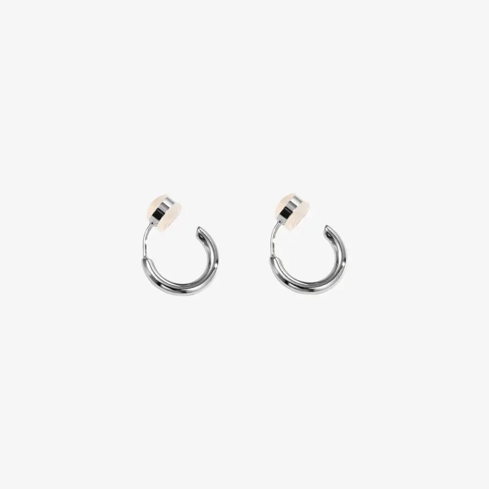 Huggie Hoop Clip On Earrings In White Gold