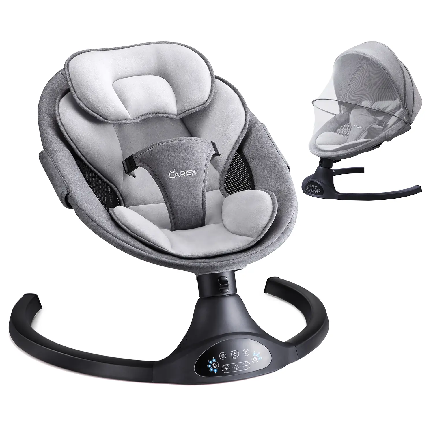Electric Baby Swing & Bouncer - Safety Design to Prevent Rolling Over, Portable for 0-6 Months (Max 20 Lbs), 5 Speeds, Remote Control, 10 Preset Melodies, Bluetooth, TPR Components,SohoChic