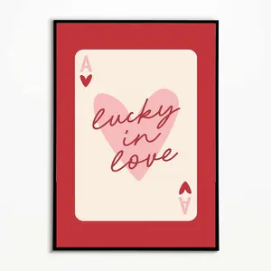 One Piece of 2D Flat Prints Featuring a Minimalist Design of 'Lucky in Love' Posters, These Canvas Prints Serve As Home Decor. They Are Ideal for Hanging in Various Spaces Such As Living Rooms, Bedrooms, Bathrooms, Kitchens, Dining Areas