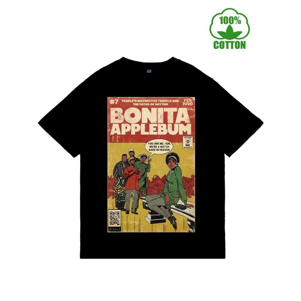 Bonita Applebum Men's Black Cotton T-shirt - Soft, Breathable, 180G Streetwear Casual