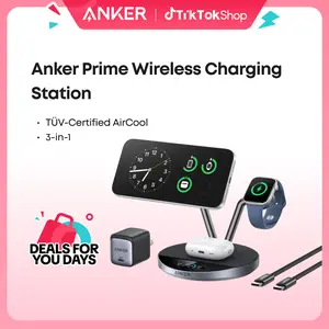 [Live Only]Anker Prime MagSafe Charger Compatible, 3-in-1 Charging Station, Qi2 25W Certified Wireless Charger Dock Stand, Smart Display with TEC Active Cooling, for iPhone 17, Apple Watch, AirPods, and More