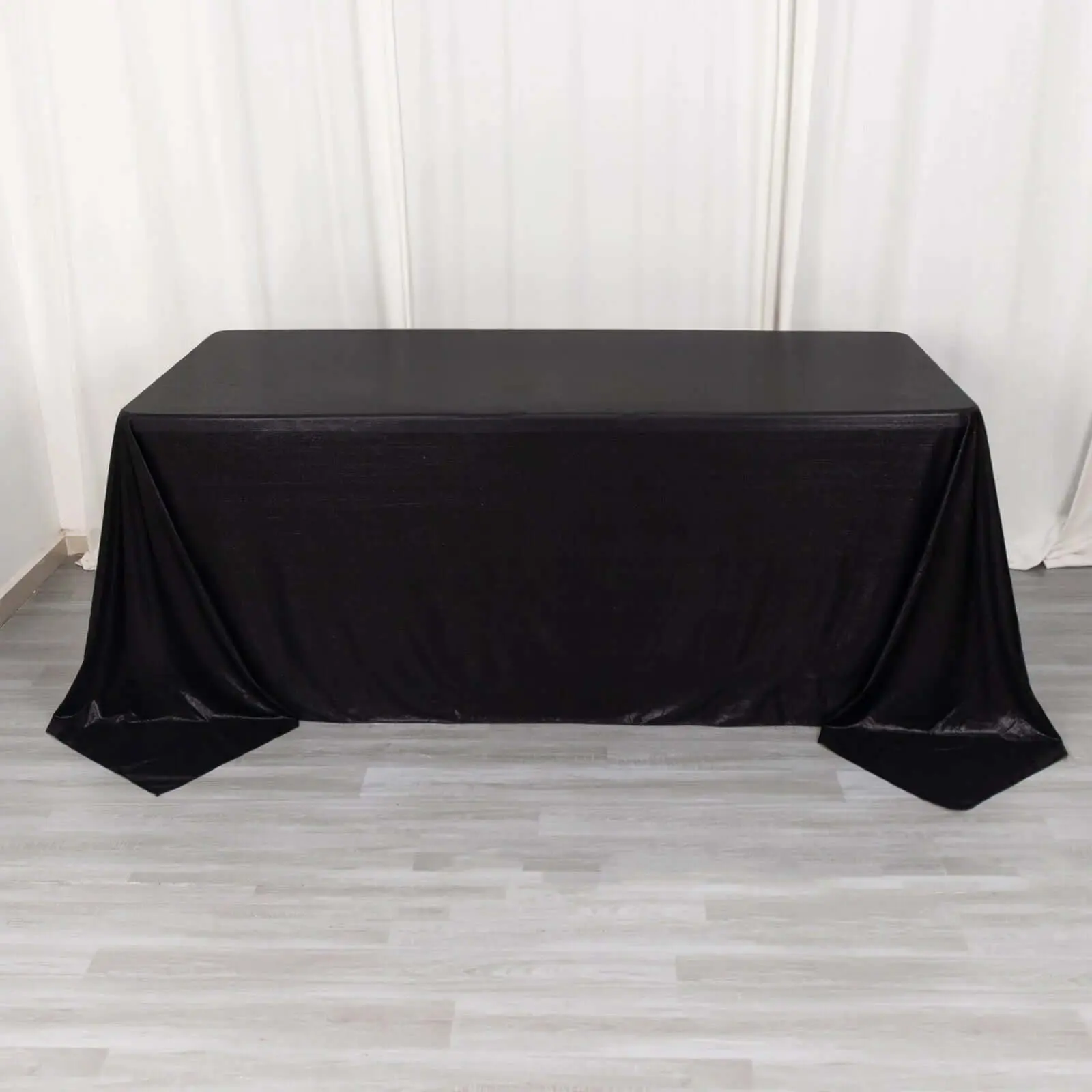 Black Sequin Dots Polyester Rectangle Tablecloth (90"x132") - Seamless, Wrinkle-Free, Glittering Table Cover for Decor, Weddings, Baby Showers, Birthday Parties, Indoors