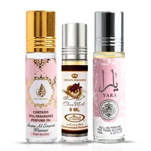 Pink Blush & Yara Roll-On Perfume Oil 10ml (0.34 oz) By Ard Al Zaafaran & Choco Musk Marshmallow Perfume Oil CPO 6ml (0.2 oz) by Al Rehab (Bundle)