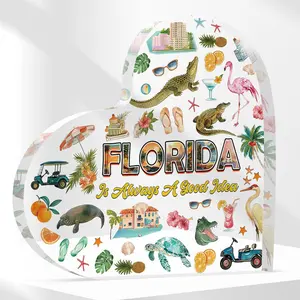 Florida Souvenirs, Florida Themed Gifts  Acrylic heart Florida's Plaque Bedroom Dining Room Florida's Theme Decor