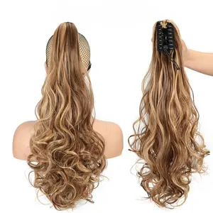 Long Wavy Curly Body Wave Ponytail Extension Clip-in Hair Extensions for Women Premium Synthetic Hair with Claw Clip Effortlessly Achieve Glamorous Ponytails
