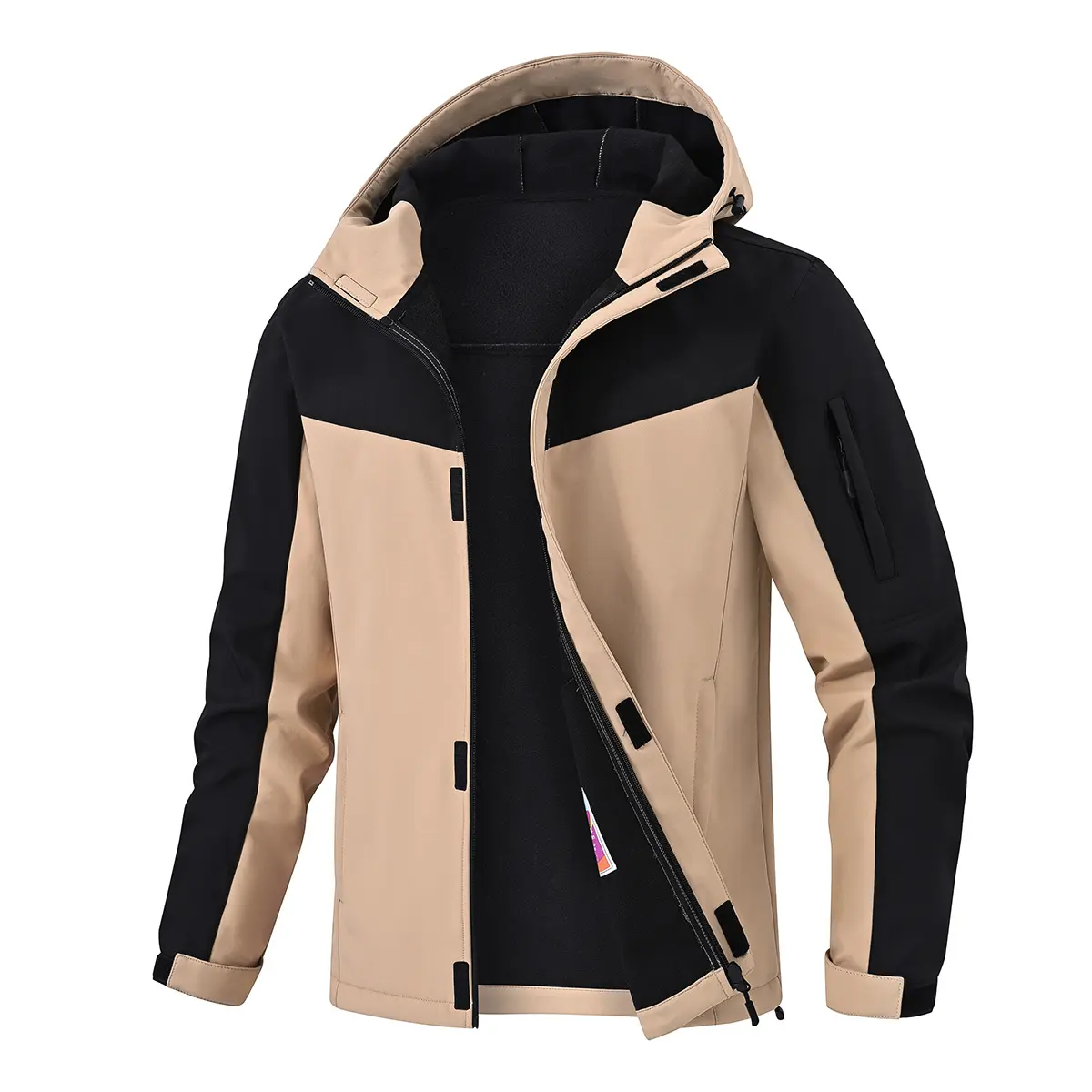 Men's Waterproof Softshell Jacket, Windproof Winter Warm Fleece Lined Hooded Outdoor Jacket for Men, Insulated Windbreaker for Hiking, Skiing, Work and Travel