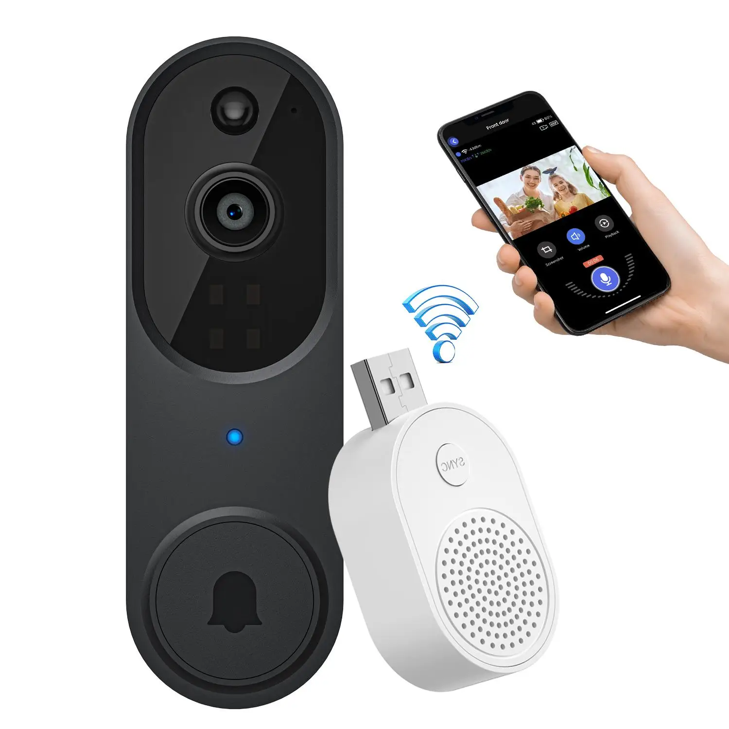 2.4Ghz WIFI Video Doorbell Camera, 1 Set Smart 2-Way Audio Wireless Video Intercom Doorbellcamera, Home Security Video Camera, Home Security & Safety