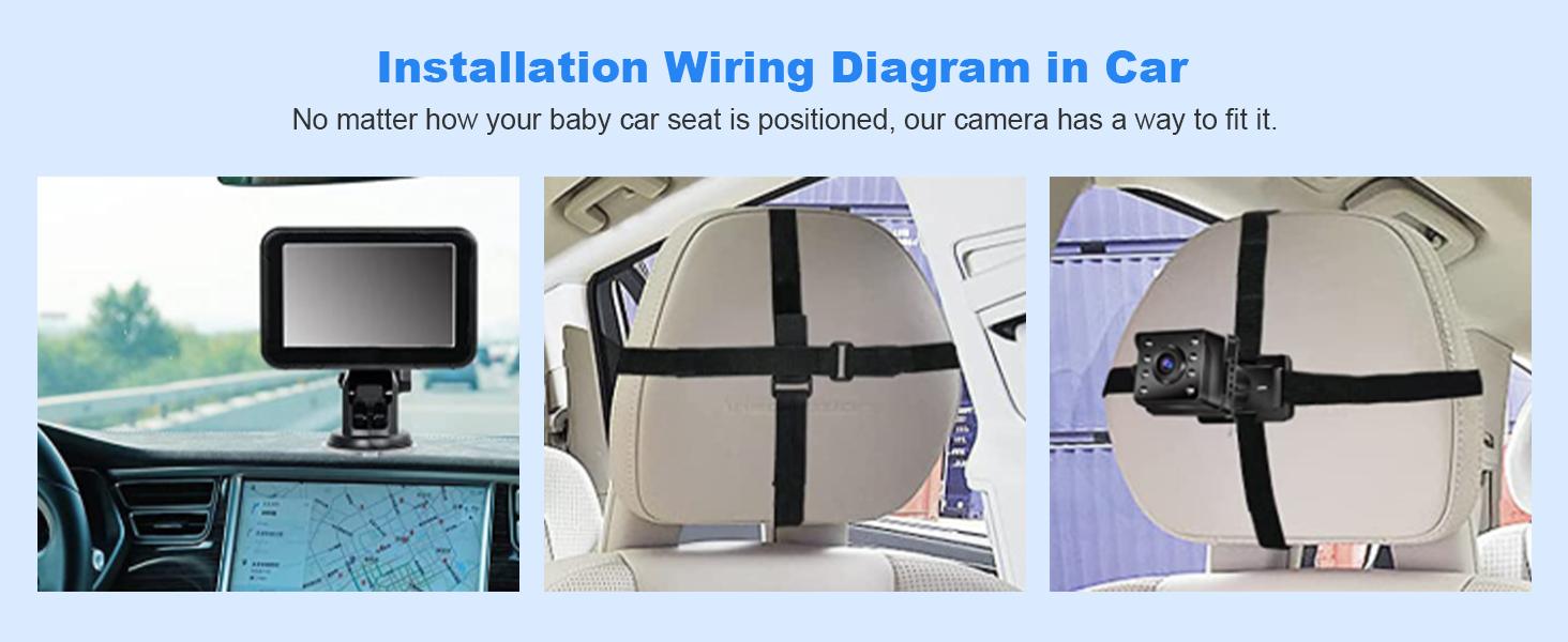 Baby Car Monitor with Night Vision HD 1080P Rear or Front Facing Secure Backseat Camera 4.3 Display Easy Install for Newborns Toddlers Infant Car Cameracar Monitor Safety