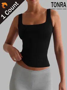 Women's Solid Color Tank Top, Casual Modern Sleeveless Top for Summer, Ladies Clothes for Daily Wear, Gamis