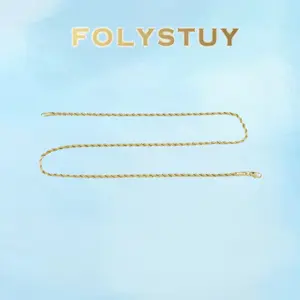 [FOLYSTUY (Y150)]19.69 Inch Twisted Rope Link Chain Necklace, 3mm Thick, Timeless Layering Jewelry