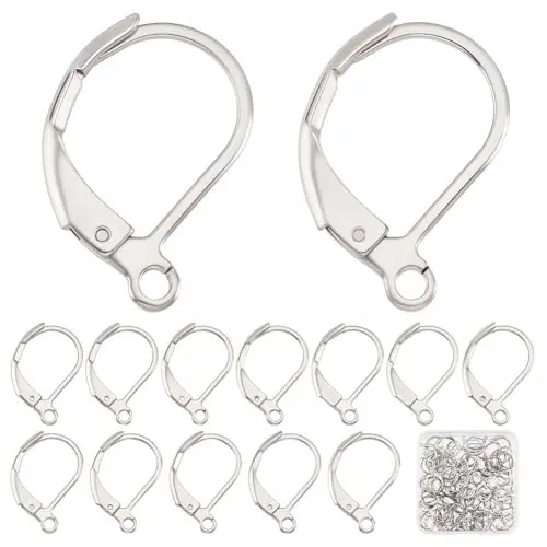 100pcs Stainless Steel Leverback Earwire
