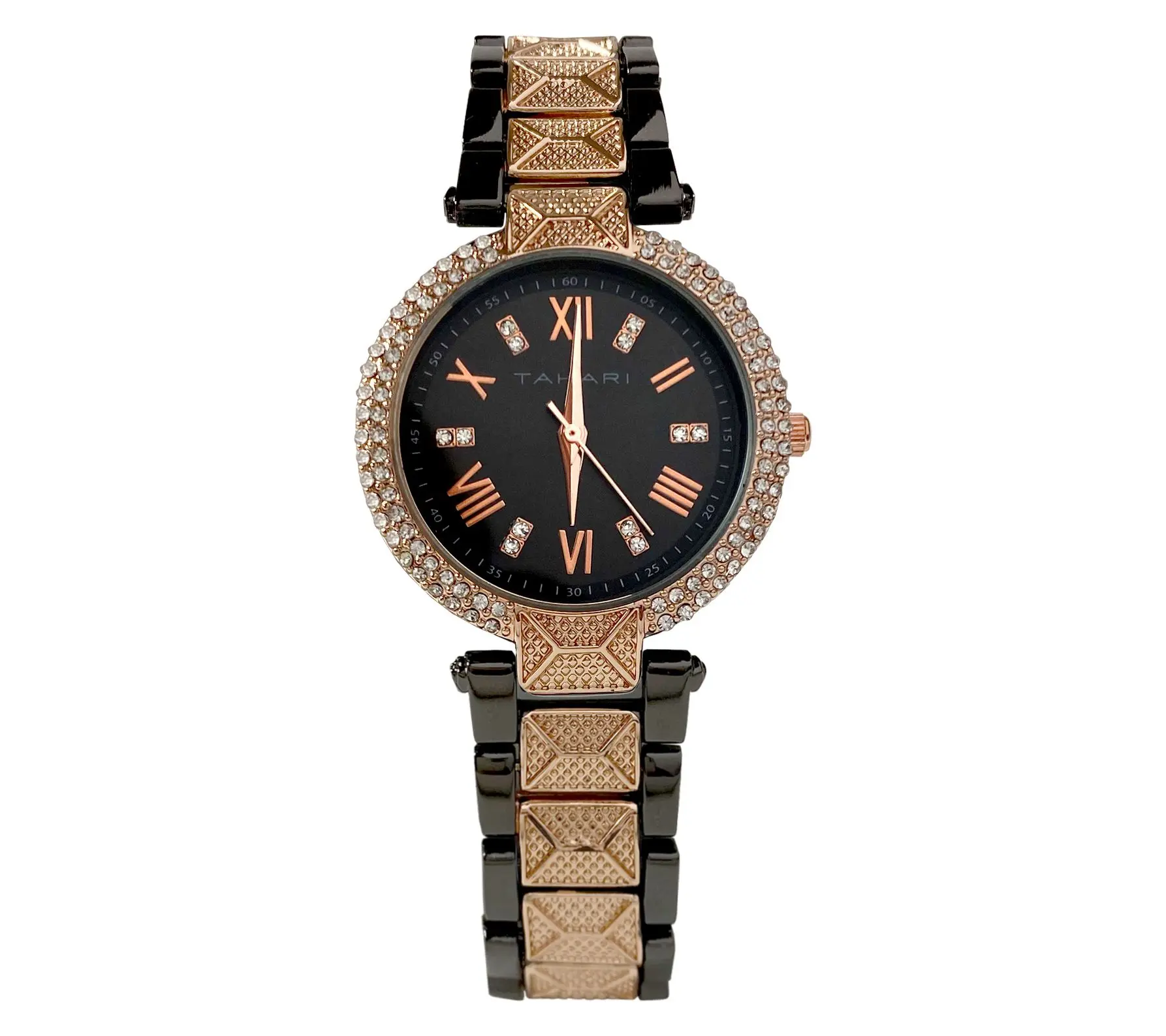 Tahari Women's Gunmetal & Rosetone Crystal Watch Tahari Women's Gunmetal & Rosetone Crystal Watch