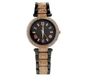 Tahari Women's Gunmetal & Rosetone Crystal Watch