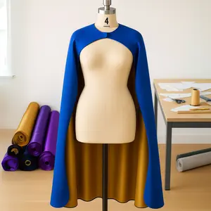 Adult Size Satin Superhero Cape - Royal Blue/Gold