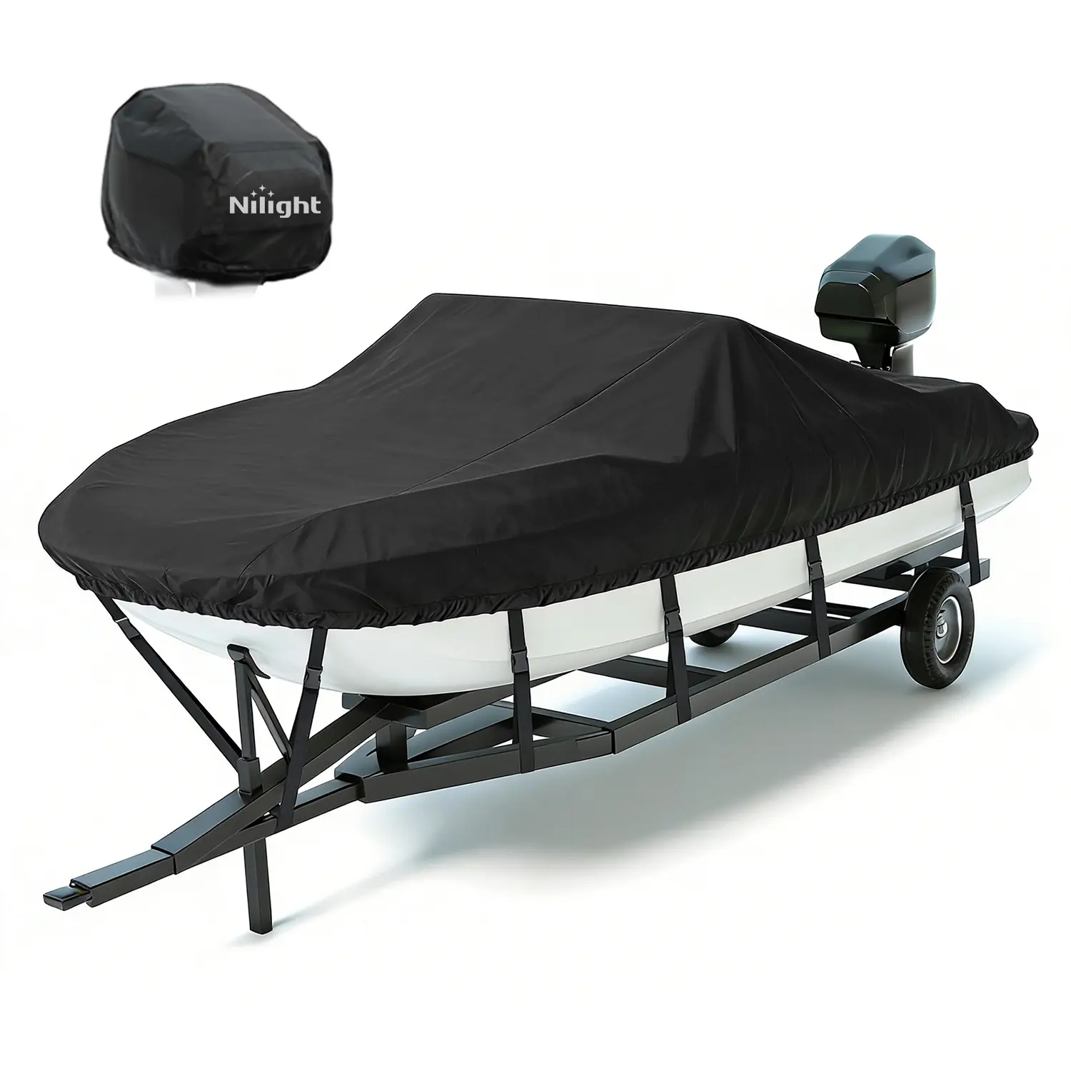 Nilight 800D Heavy Duty Boat Cover 17ft-19ft | Fits boats with beam width up to 96in (Narrow Jon Boats & Fishing Boats), Marine Grade All-Weather proof Trailerable Cover