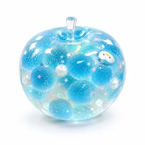 Blue Bubble Apple Squishy - Squilo Non-Rebound Moldable Aesthetic Plalstic Beads & Faseline Filling Sensory Squishies Fidget Toys for Stress Relief