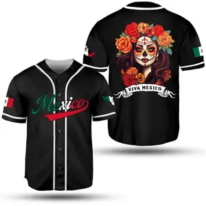 Viva Mexico Baseball Jersey, Sugar Skull Woman Shirt, Mexican Pride for Festivals Unisex, Gift For Him, Gift For Her, Ready to