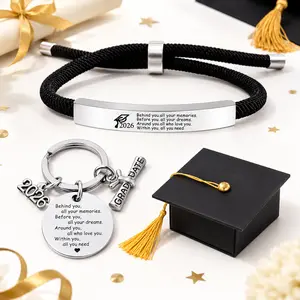 2026 Graduation Gift Set| Adjustable Bracelet & Keychain| For Her Him Teen Girl Boy| Kindergarten 5th 8th Grade Middle High School College Senior Nurse Grad Gift