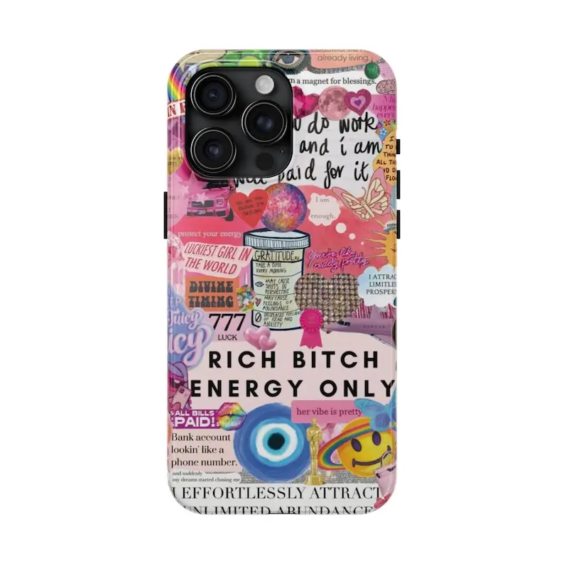 Collage Phone Case, Rich Bitch Energy, Affirmation Collage, Evil Eye Phone Case, Mood Board Phone Case Phone Case,spigen iphone case