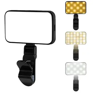 High Bright LED Phone Clip Light, Selfie Fill Light, Adjustable Three Colors, Portable Flashlight for Selfie, Video Shooting, Reading, Lithium Ion Batteries