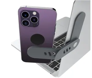 Stand, Laptop phone stand, adjustable laptop stand, Foldable laptop side mount clip, ultra-thin portable smartphone stand, Computer Monitor expansion stand, magnetic phone stand (gray)