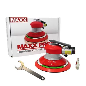 MAXX PROS 6-in Random Orbital Pneumatic Palm Sander - 3/16-in Diameter Orbit, Hook and Loop Pad, Hardware Work Tool for Wood, Metal Finishing