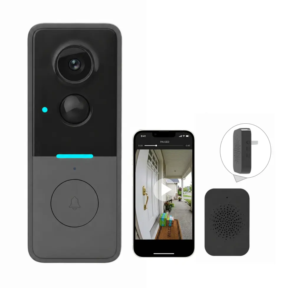 Home Security Doorbell Camera with Phone Ring Alert, Plug-in Option and Rechargeable Design easy Installation