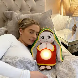 Maria Jesus Religious Stuffed Doll, Hot Children's Soothing Breathing Toy with Sound and Light, Soft Cuddly Kids Sleep Companion, Christmas Gift for Kids, Soft Cuddly Gift