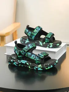 Kids Camouflage Velcro Fastening Sandals, Anti-Slip Soft Sole, Breathable PU Leather, Elegant Style, Perfect for Summer Beach Play, Summer Slide Sandal