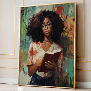 Black Girl Poster, African American Woman Reading Art, Black Woman Wall Decor, Black Girl Wall Art, Black Home Aesthetic
