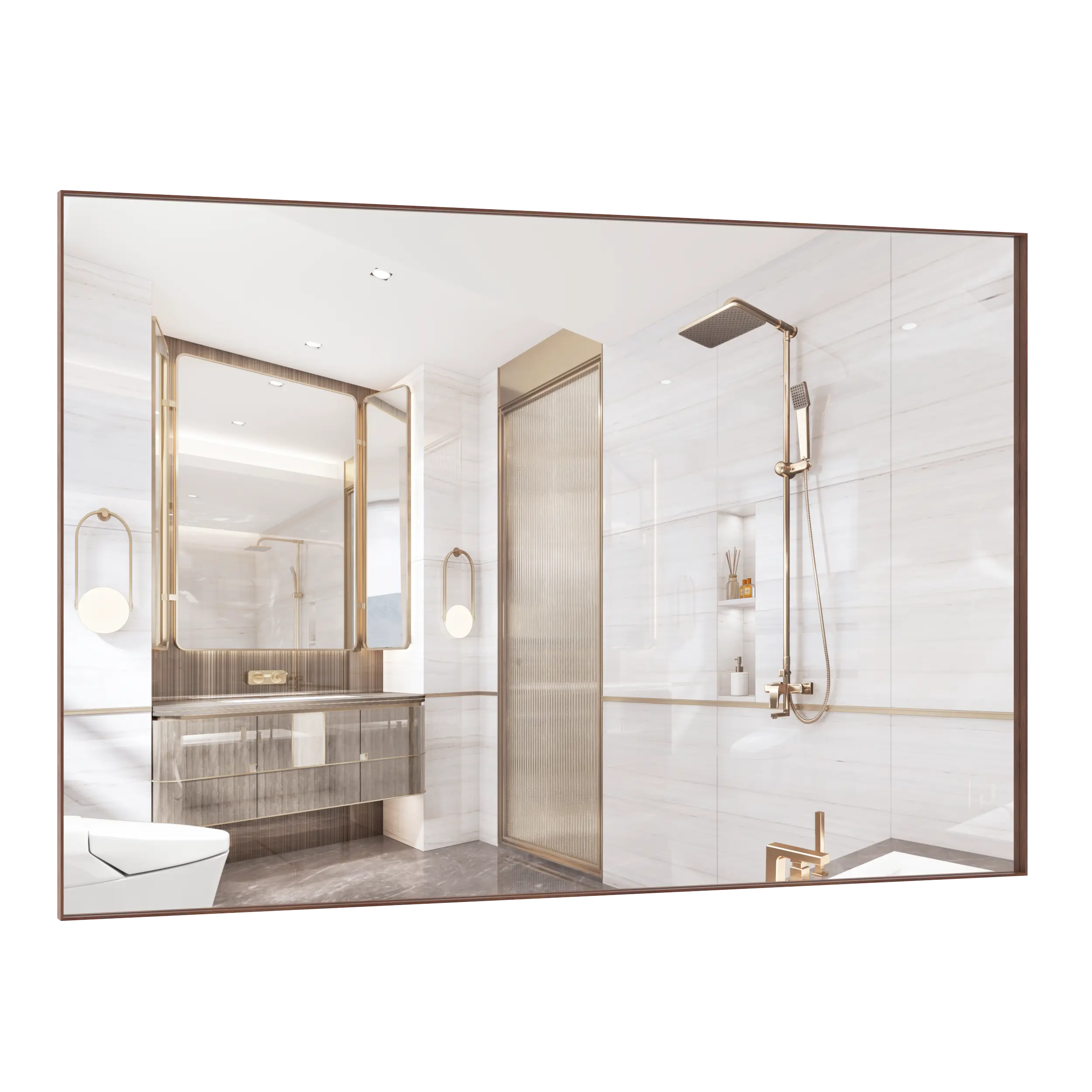 Oversized 72x48 Inch Wall Mount Bathroom Mirror with Removable Tray, Vertical Horizontal Hanging Aluminum Framed Full Body Mirror for Bedroom Living Room, Yellow+Coral Color Option, Large Vanity Mirror for Home Decor, Home Furniture and